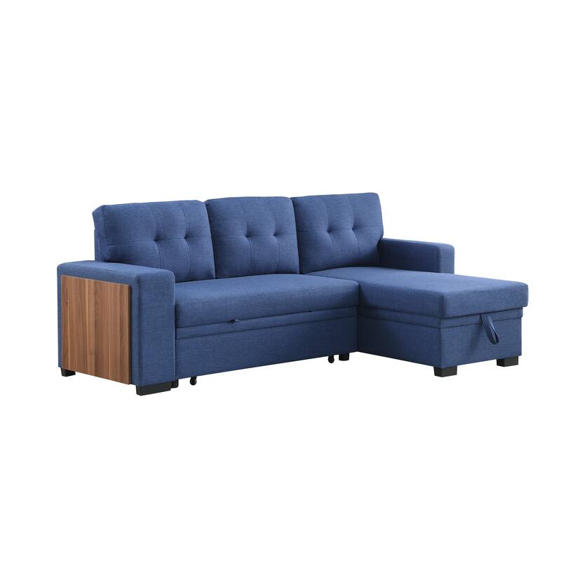 Green L - Shaped Wooden Accent Sofa With Storage Space