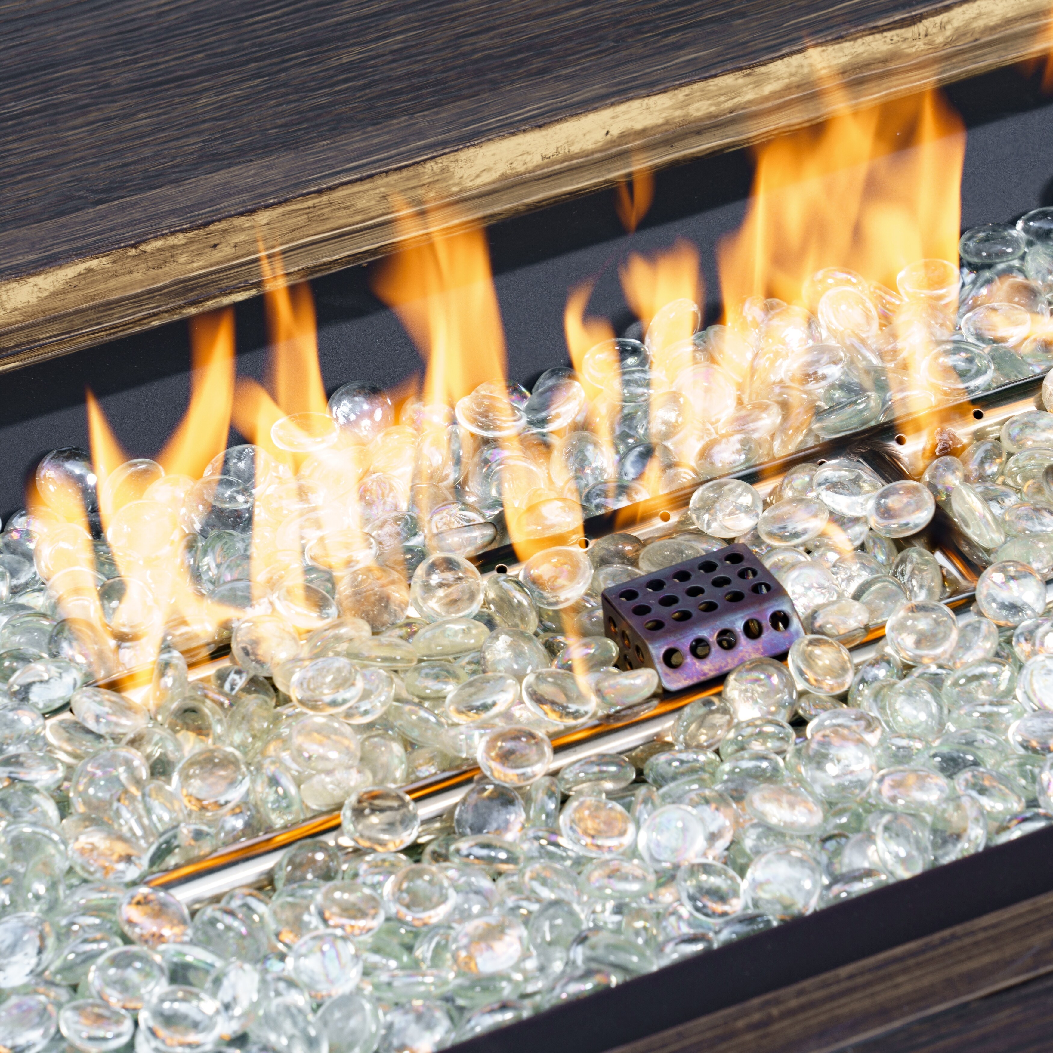 Rio Vista Sandstone Outdoor Wicker Seating Set with Fire Pit Table