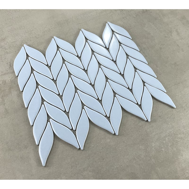 Petal/Leaf Matte Porcelain Mosaic Tile - Wall & Floor Use - 1 Case (15 Sheets)