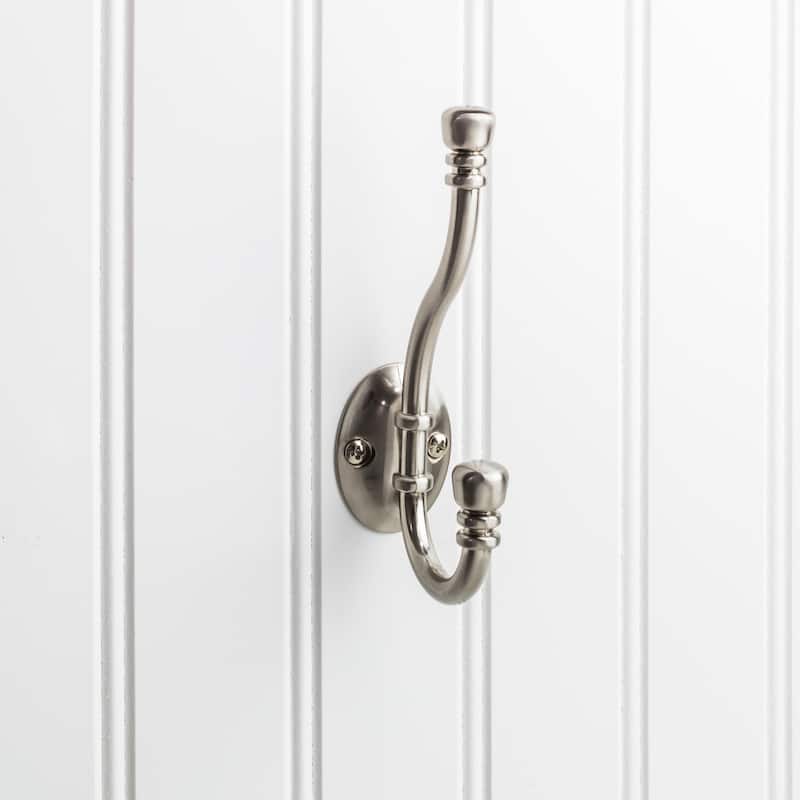 Elements Hooks Double Robe Hook - Satin Nickel