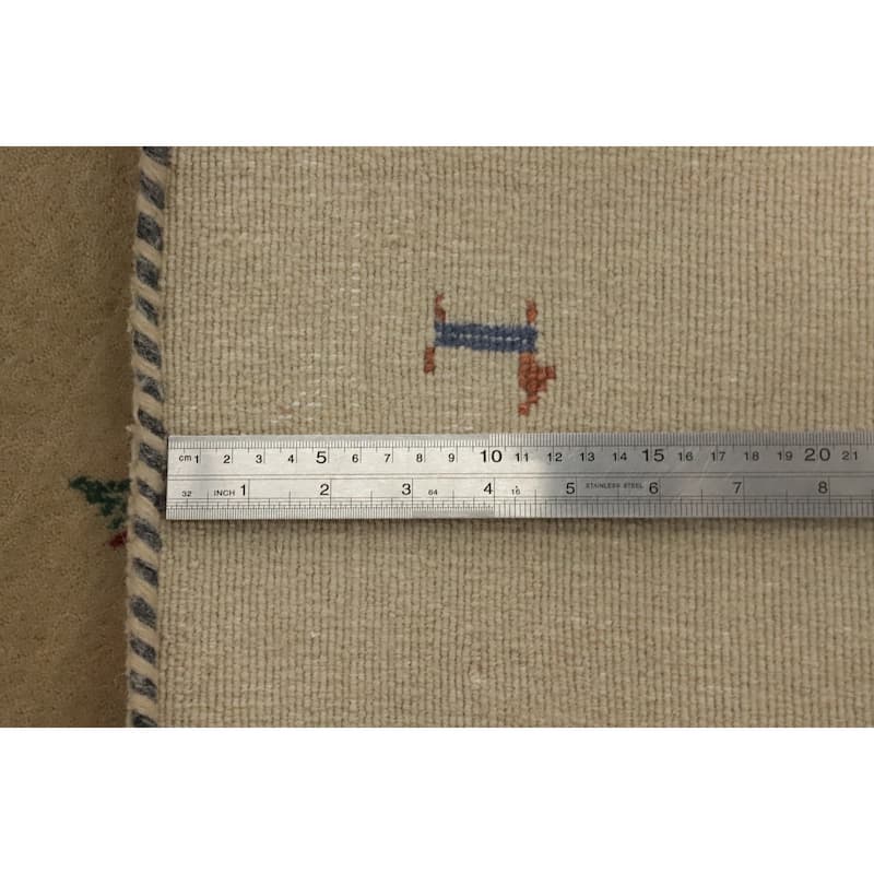 Hand Knotted Oriental 100% Wool Carpet Tribal Animal Pictorial Beige & Ivories Gabbeh Area Rug - 3' 0'' X 2' 0''