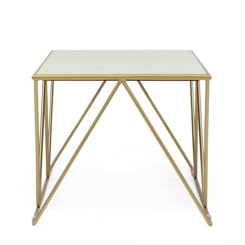 Sardis Modern Glam Handcrafted Marble Top Coffee Table by Christopher Knight Home - 37.00" L x 19.00" W x 18.00" H