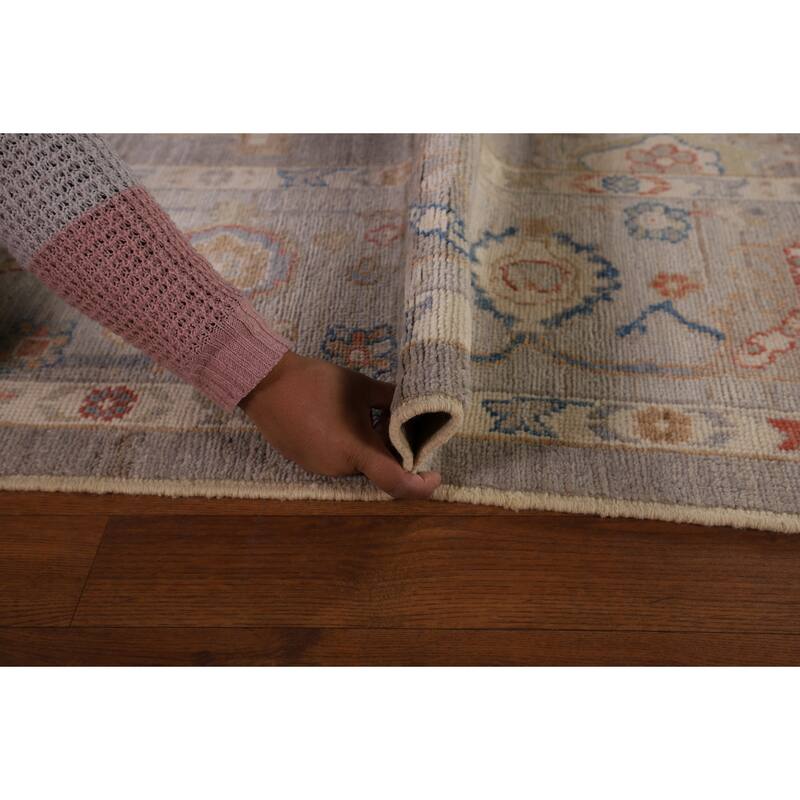 Grey Oushak Turkish Area Rug Hand-Knotted Vegetable Dye Wool Carpet - 8'4" x 9'11"
