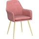 preview thumbnail 5 of 5, Velvet Modern Tufted Vanity Chairs with Gold Metal Legs, Upholstered Accent Armchair, Pink,Set of 2,