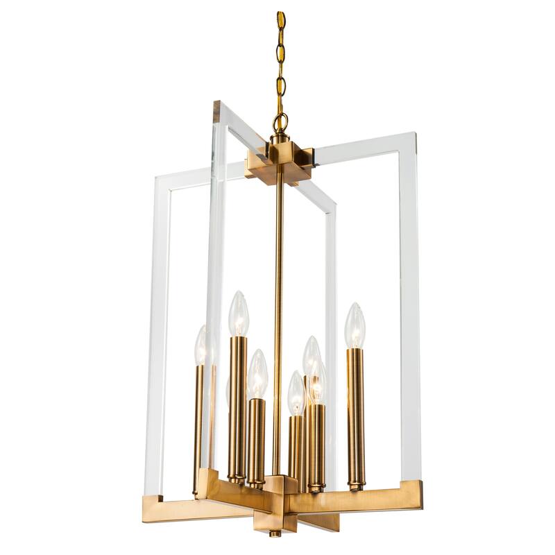 8 Light Bronze Metal Frame Chandelier with Clear Acrylic Arms