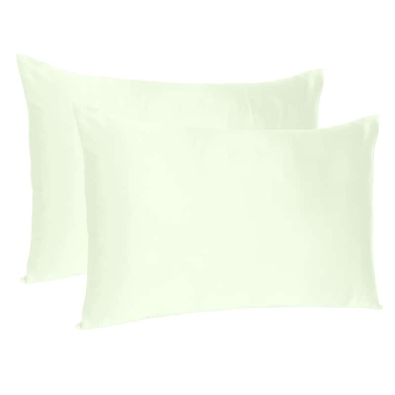 HomeRoots Ivory Dreamy Set Of 2 Silky Satin King Pillowcases