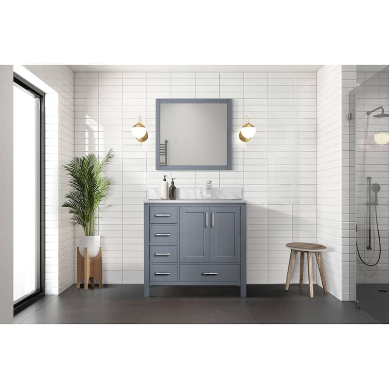 Jacques 36 in. W x 22 in. D Right Offset Distressed Grey Bath Vanity