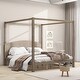 preview thumbnail 12 of 15, 83.9"L Wood Canopy Bed Platform Bed with Headboard and Support Legs,King Size