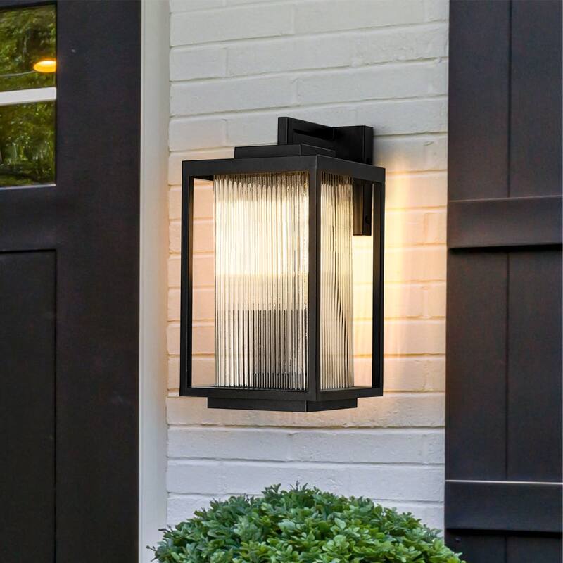 Modern 1-Light Outdoor Lantern Wall Sconce Porch Light - Black-7.9 Inches