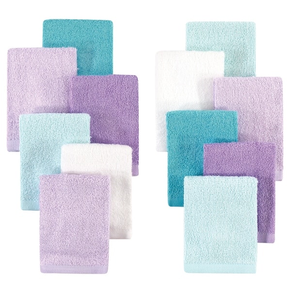 slide 1 of 1, Hudson Baby Infant Girl Rayon from Bamboo Woven Washcloths 12pk, Purple Mint, One Size - Purple Mint - One Size One Size - Purple Mint