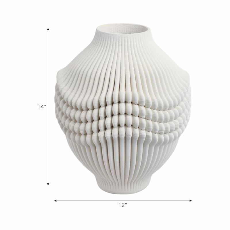 Decorative Vase - Ivory Ceramic 3D Printed Artistic