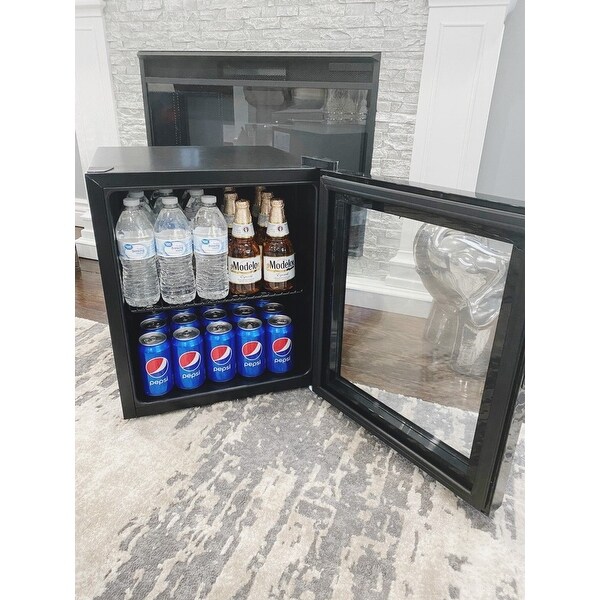 NewAir 60 Can Beverage Fridge with Glass Door Small Freestanding Mini Fridge in Black