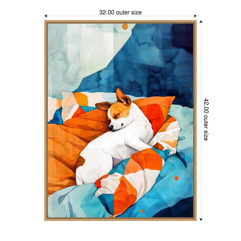 Dogs Life Nap by Justyna Jaszke Framed Canvas Wall Art - 32 x 42 in