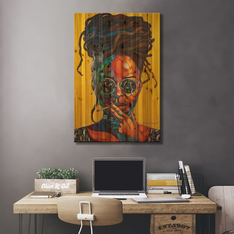 Woman Of Steel Print On Wood by Akintayo Akintobi - Multi-Color