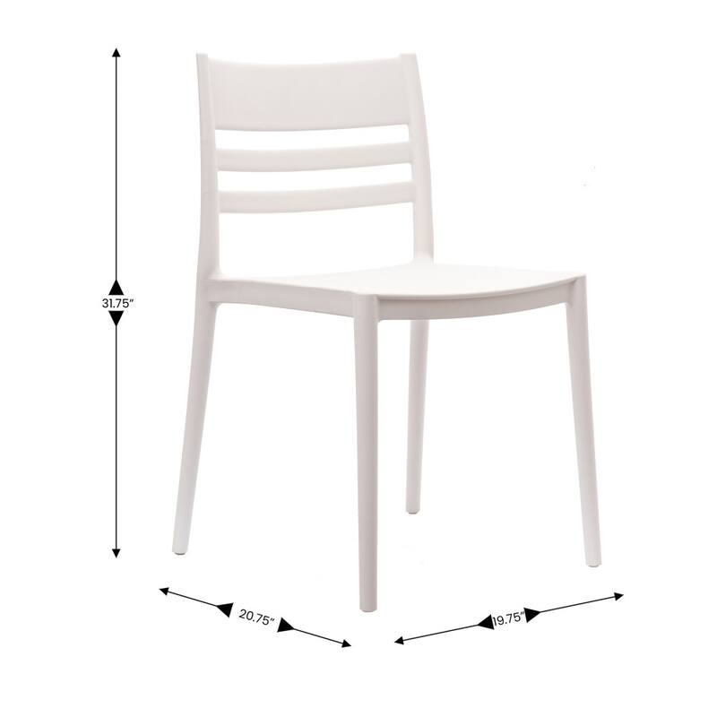 Commercial All-Weather Resin Stack Chair with Slatted Backrest-Set of 2 - 19.75"W x 20.75"D x 31.75"H