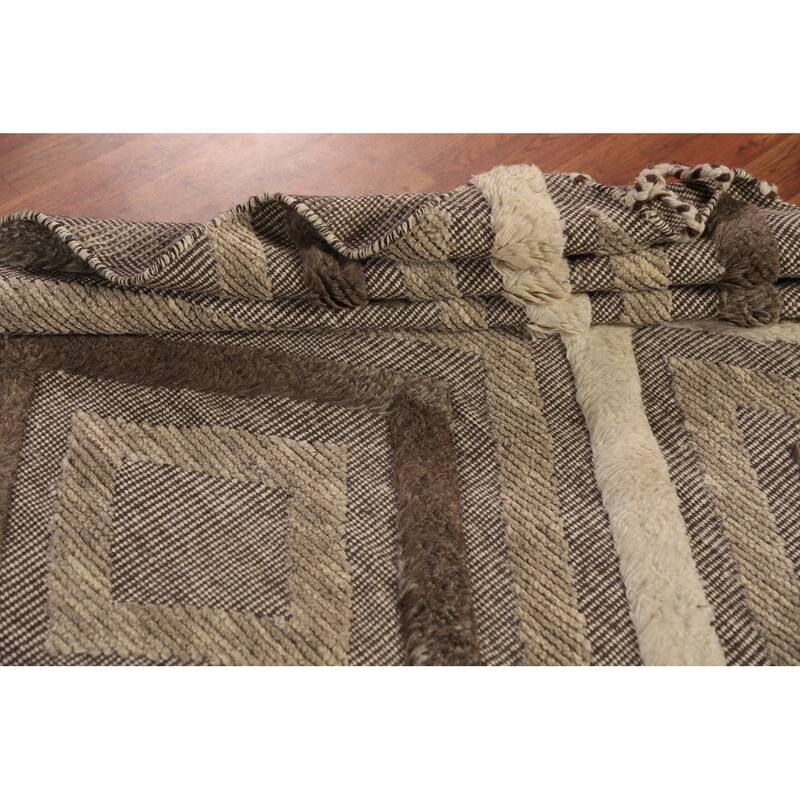 Geometric Modern Moroccan Indian Area Rug Handmade Wool Carpet - 5'1" x 8'1"