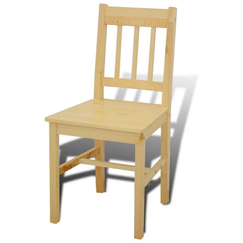 5 Piece Dining Table Set with 4 Side Chairs, Natural Brown Pine Wood