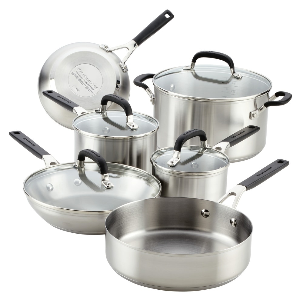 KitchenAid Hard Anodized Nonstick 5-Piece Cookware, Set A in Midnight Black  - Bed Bath & Beyond - 14341709