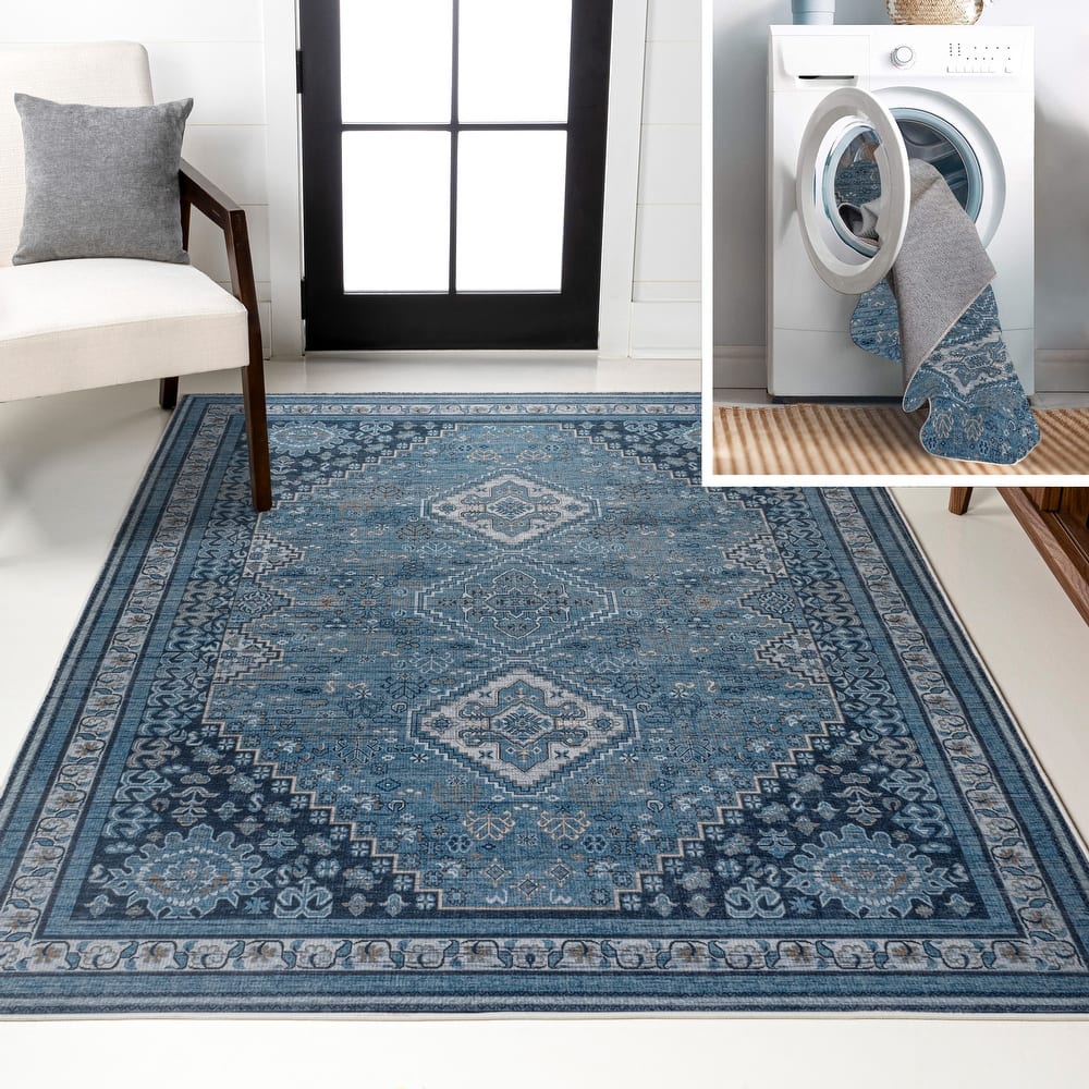 JONATHAN Y Didim Geometric Medallions Machine Washable Area Rug