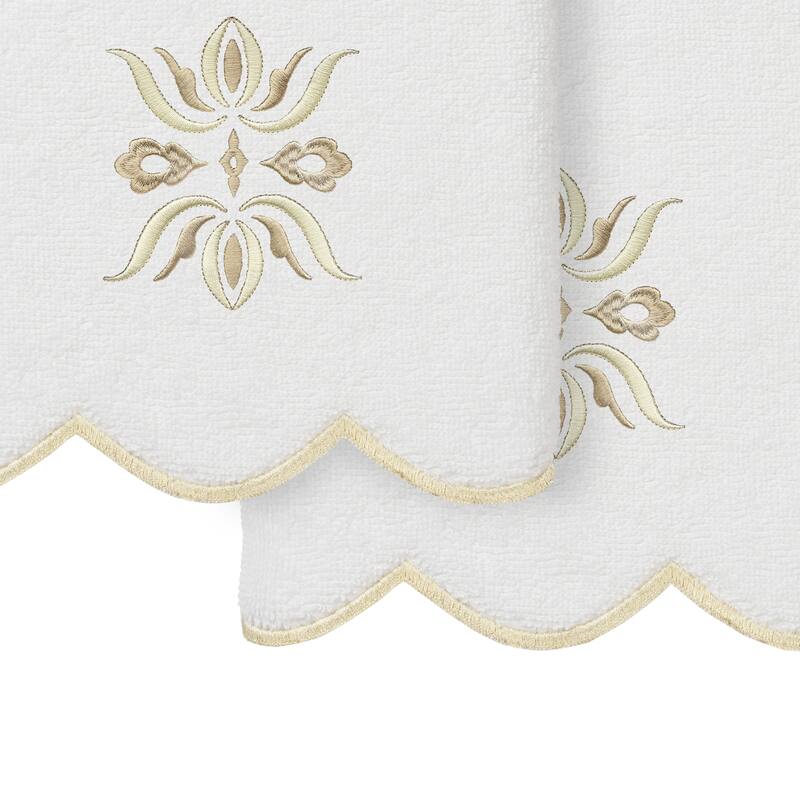 Authentic Hotel and Spa 100% Turkish Cotton FLOWER CREST Scallop Towel Collection