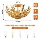 preview thumbnail 6 of 16, Antique Gold Butterfly Bowl 4-Light Semi Flush Mount Ceiling Light - 17.7"W x 10.4"H