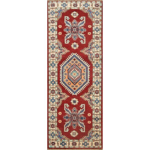 slide 2 of 18, Traditional Geometric Oriental Kazak Wool Runner Rug Handmade Carpet - 1'11" x 5'11"