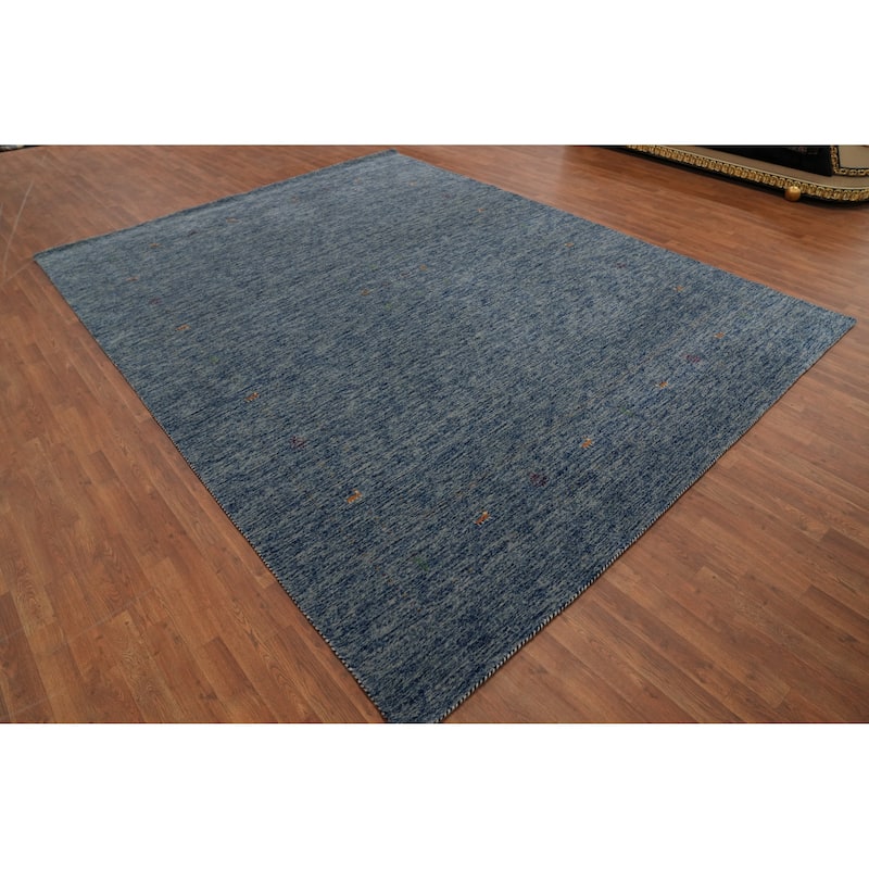 Hand Knotted Oriental 100% Wool Carpet Tribal Animal Pictorial Navy Blue & Blues Gabbeh Area Rug - 11' 9'' X 8' 11''