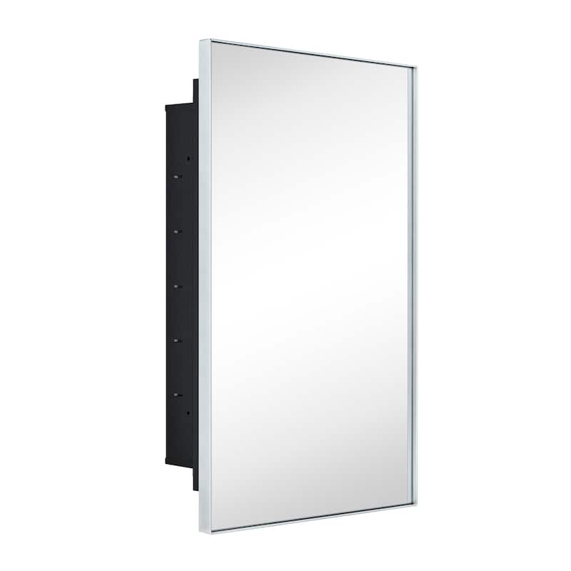 TEHOME Yasine Recessed Mount Squared Rectangle Medicine Cabinet with Mirror - 26" x 16" - Silver