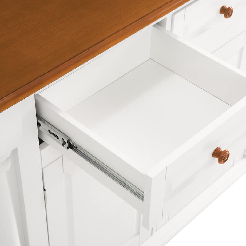 Solid Wood Top Drop Leaf Dining Cart, Rolling Mobile Kitchen Island Kitchen Cart With Storage Cabinet