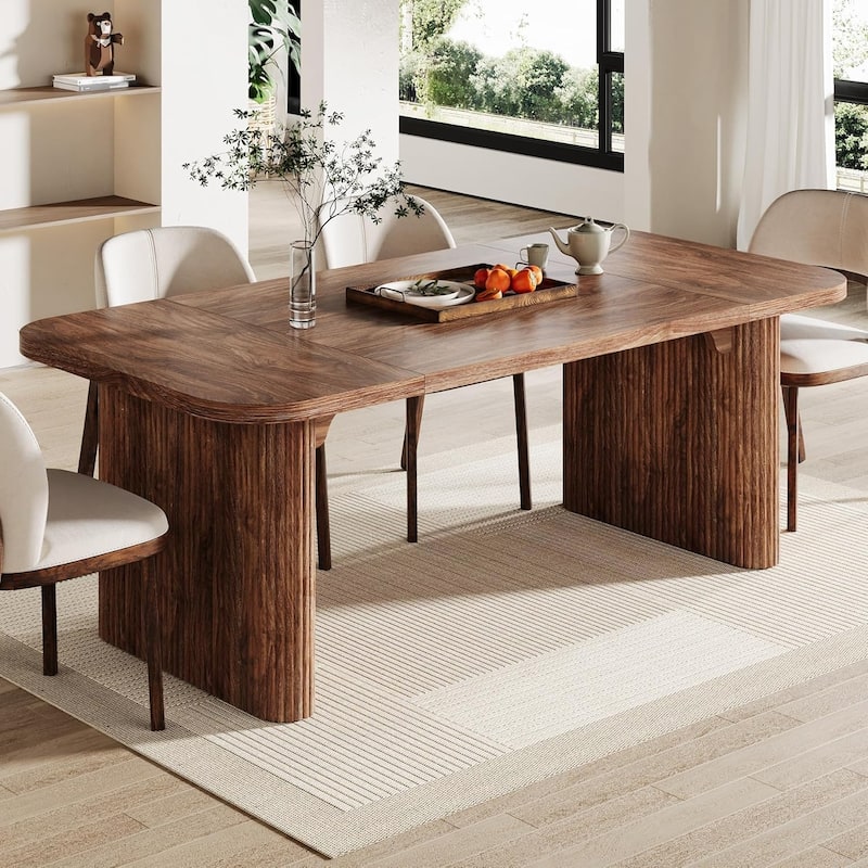 62-Inch Wood Dining Table for 4-6 People Modern Rectangular Kitchen Table for Dining Room Living Room