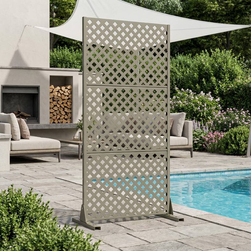 Outdoor Rectangle Privacy Screens Metal Screen Fence Panel - Olive Green - 59"x30"