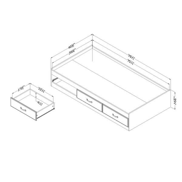 dimension image slide 0 of 2, South Shore Ulysses Coastal Twin Size Mates Bed 3 Storage Drawers