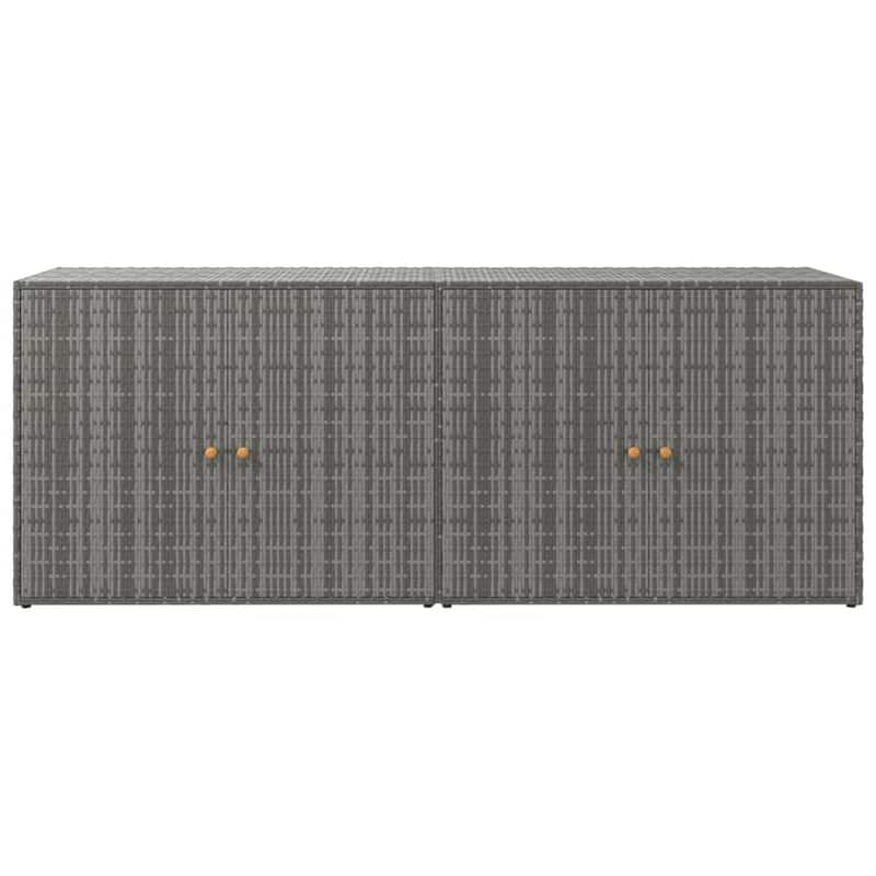 Outdoor Storage Cabinet, 78 Inch Gray Poly Rattan and Brown Solid Wood