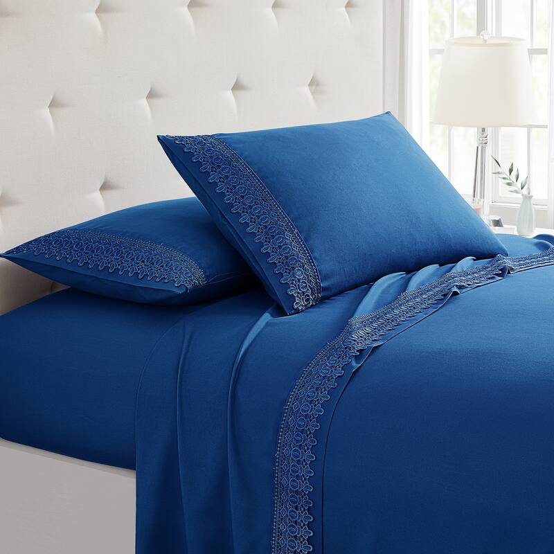 SL SPIRIT LINEN HOME EST. 1988 Lace Sheet Set - Double Brushed Microfiber