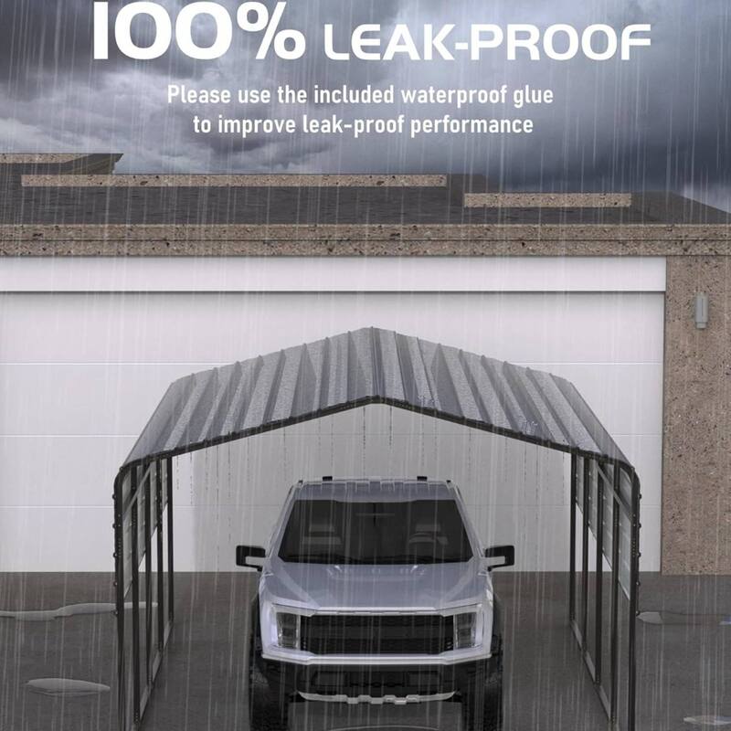 13' x 20' Metal Carport, Permanent Shelter for Cars, Boats, Trucks, and Tractors - 13X20 Ft