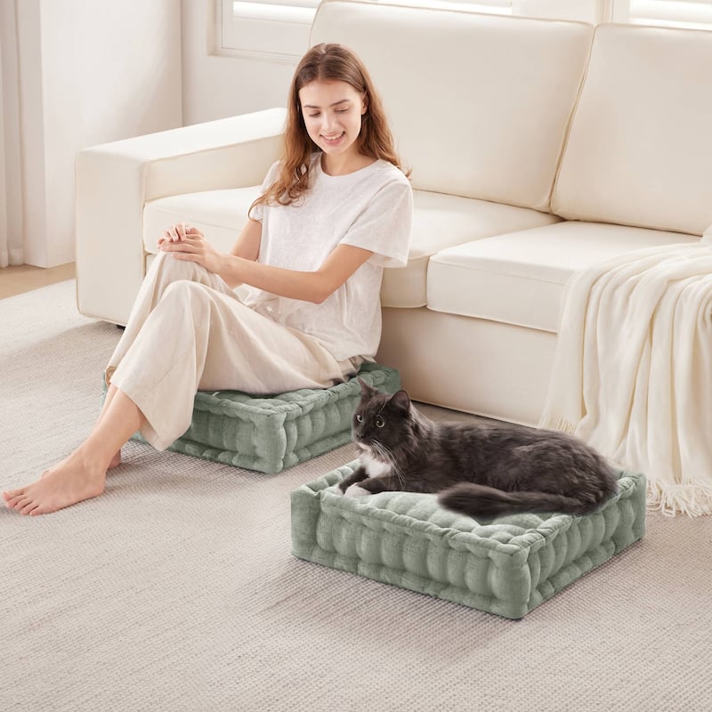 Intelligent Designs Azza Poly Chenille Square Floor Pillow Cushion