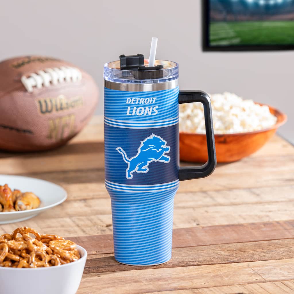 40 oz Stainless Steel Canyon Cup w/ Straw, Detroit Lions