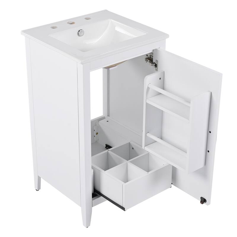 Compact 20-Inch Freestanding Bathroom Vanity with Sink, Storage Drawer, and Painted Finish, Grey