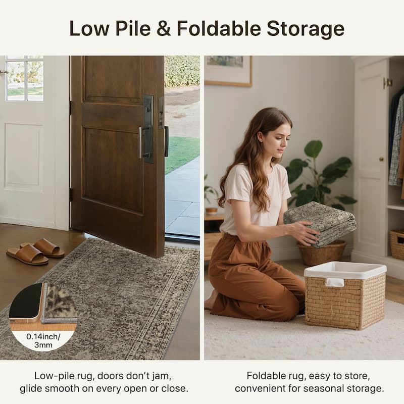 Mcow Modern Machine Washable Low Pile Lightweight Soft Print Area Rugs