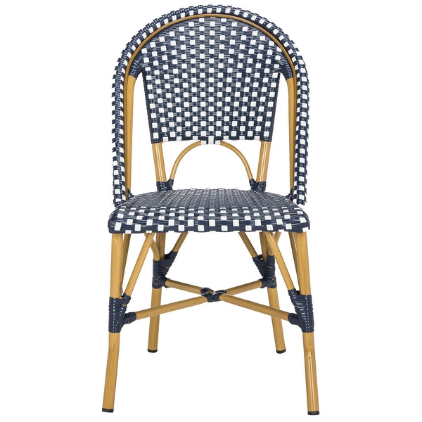 SAFAVIEH Salcha Indoor Outdoor French Navy White Stacking Side