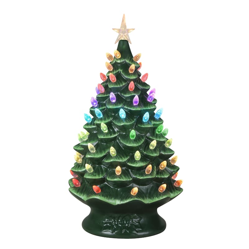 24 in. Nostalgic Ceramic Tree with RGB Lightshow - Green