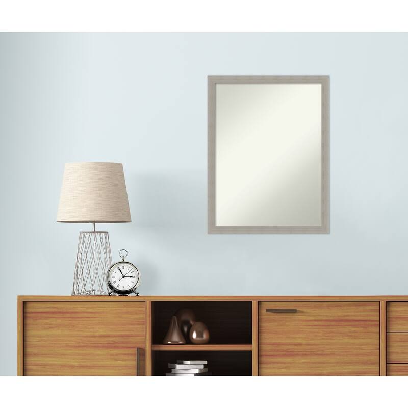 Woodgrain Stripe Non-Beveled Wood Framed Wall Mirror