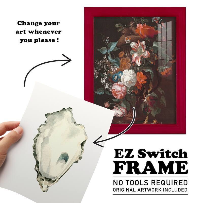 Neutral Oyster Study IV -Framed Print w/glass-Cherry Red