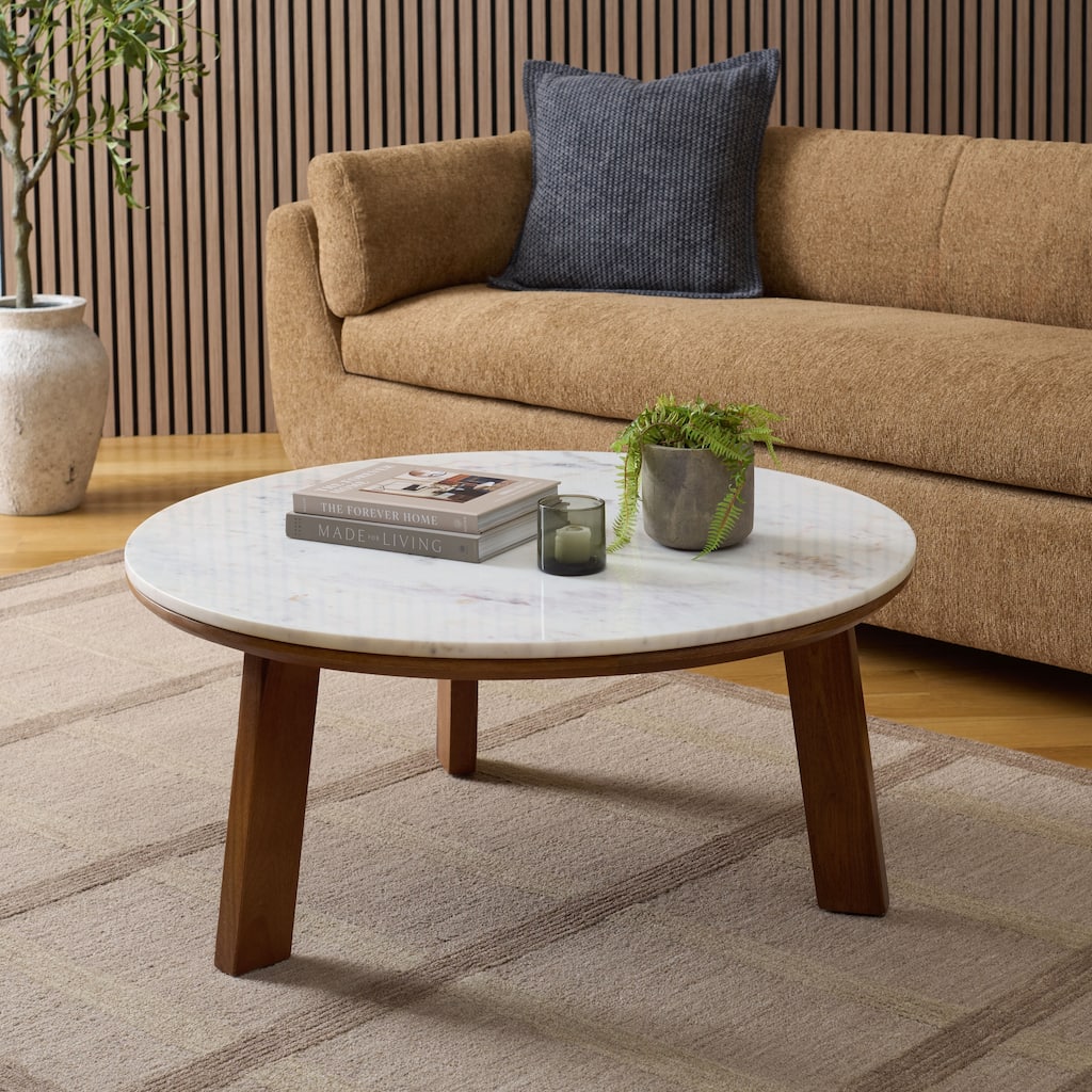 SAFAVIEH Arkady Round Marble Top Coffee Table - 36"W x 36"D x 16"H