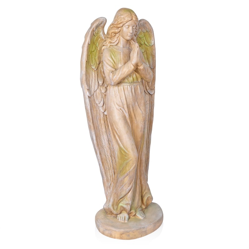Old World Praying Angel Statue with Mossy Finish