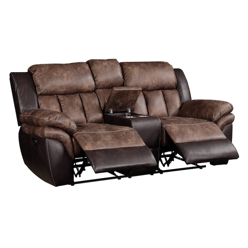 Northrup Toffee and Espresso Motion Loveseat with Console