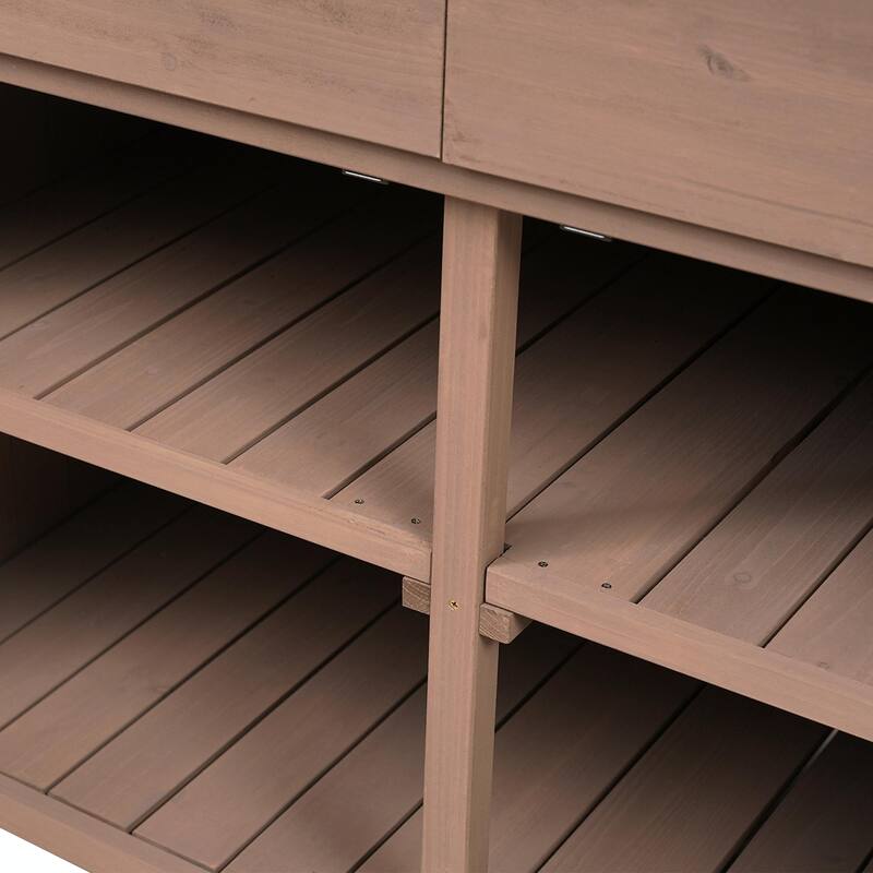 65-inch Garden Potting Bench - Fir Wood Workstation with Storage Shelf, Drawer