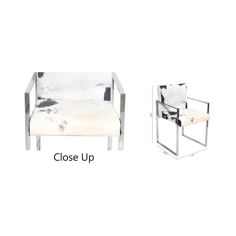 Chrome Stainless Steel Chair with Black and White Hairline Leather