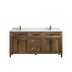 preview thumbnail 47 of 48, Willow Collections 72 x 22 Santa Monica Teak Double Bowl Sink Bathroom Vanity in Distressed Graywashed with Countertop 1.5" White Quartz