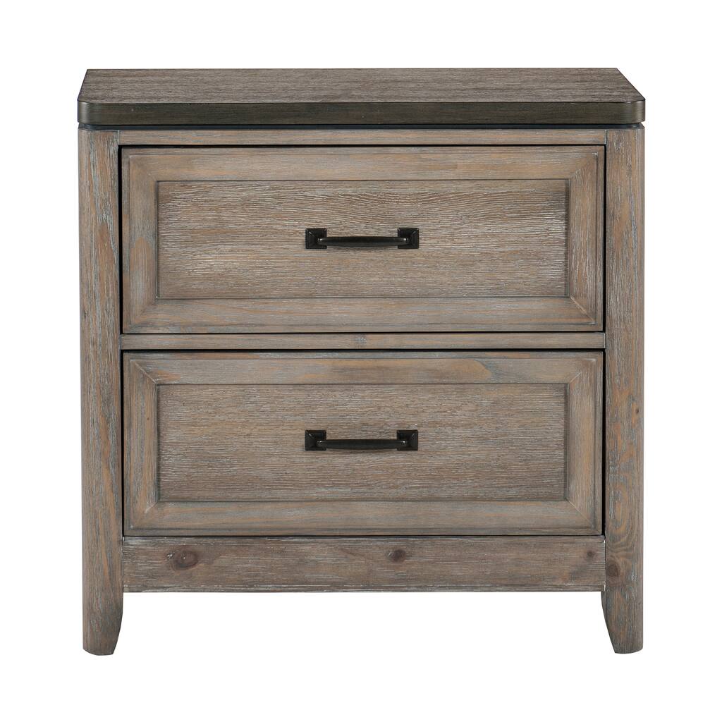 Transitional Two-Tone 1pc Nightstand of Drawers with Ball Bearing Glides Bed Side Table Bedroom Furniture